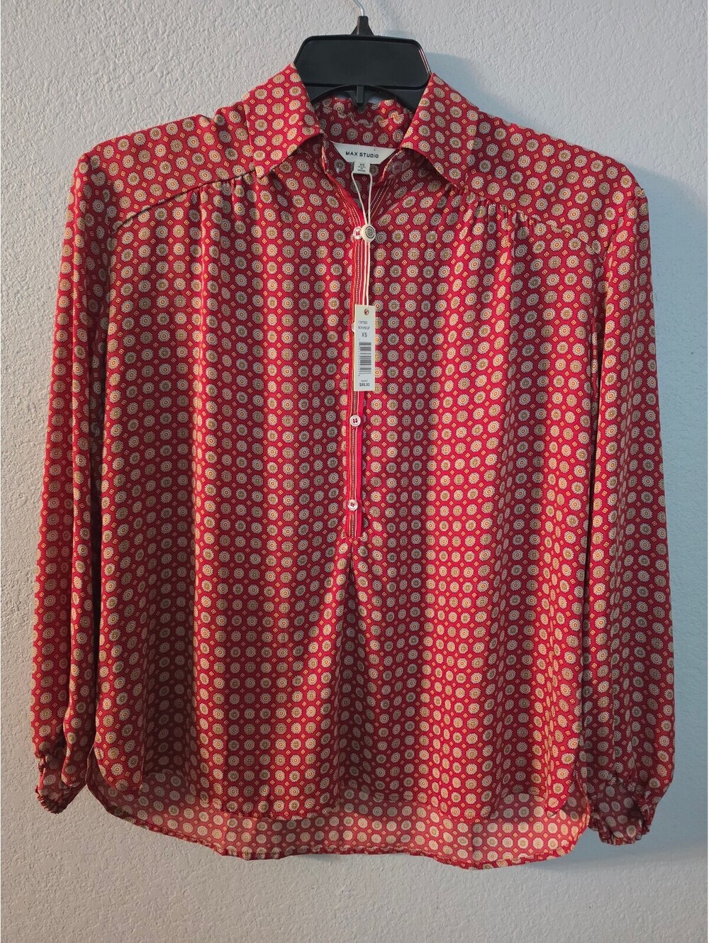 Max Studio Women's Geometric Print Button-Up Blouse XS